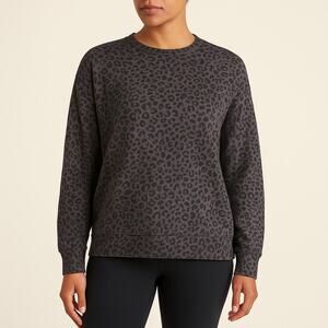 Athleta Sweatshirt Women’s Small Pure Luxe Leopard Purple Gray Black